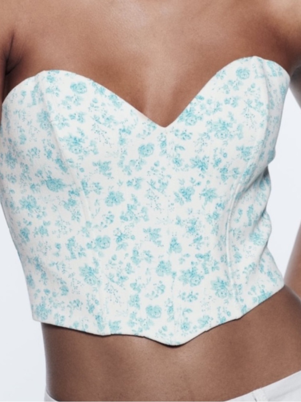 Zara Blue White Floral Corset